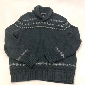 American Eagle Outfitters Pullover Shawlneck Sweater Men XXL Green Nordic Cotton
